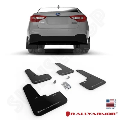 Черные грязевые щитки Rally Armor UR с серебристым логотипом для Subaru Legacy 2020-2025 годов выпуска - Изображение 1 из 4