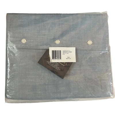  Ralph Lauren Home Workshirt Chambray Blue Flat Sheet Bedding Queen New  - Изображение 1 из 4