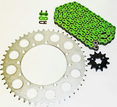 Cadena y piñones para Kawasaki KX125 125 1994-1995, 2004-2008 verde 12/51 114L Foto 1 de 4