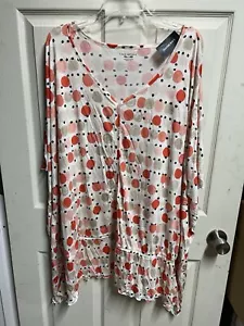Camisa mujer Lane Bryant talla 26/28 melocotón/bronceado/puntos negros/100% micro modal - Imagen 1 de 5
