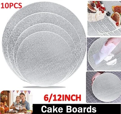 Masonite Cake Board Silver Round Various Sizes Baking Cake Cups Cases Wedding - image 1 of 4