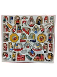 💎 Natale Decorazioni Legno Vintage Anni70 DIPINTE A MANO SET 40  PICCOLE  - Bild 1 von 19