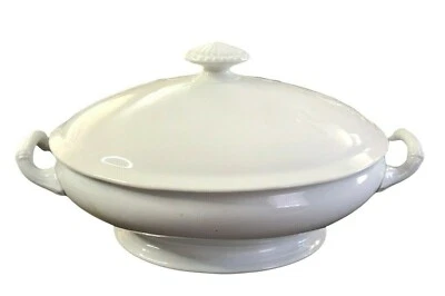 Henry Alcock Parisian Porcelain Tureen Casserole Antique Oval White 1800's Rare - Image 1 of 4