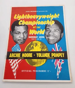 ARCHIE MOORE POMPEY - BOXING LIGHT HEAVYWEIGHT CHAMPIONSHIP PROGRAM  1956 LONDON - Picture 1 of 6