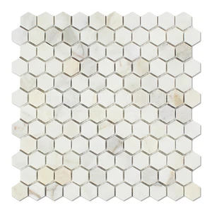 Calacatta Gold (Italian Calcutta) Marble 1 inch Hexagon Mosaic Tile - Picture 1 of 2