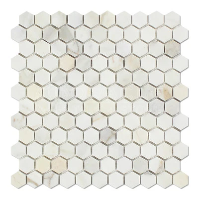 Calacatta Gold (Italian Calcutta) Marble 1 inch Hexagon Mosaic Tile - Image 1 of 2