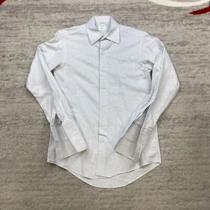 VTG Brooks Brothers Oxford Makers Shirt 15 - 32 White Blue French Flip Cuff Mens - Picture 1 of 11