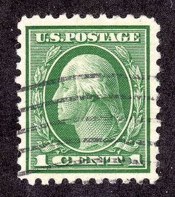 US # 424 (1913) 1c - Used; Grade: VF/XF - Washington - Image 1 of 2
