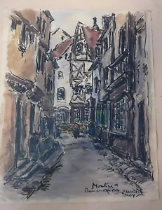 Rue des Orfèvres. Moulins (Allier) Patrimoine de France. Peinture de Maurice Moy - Picture 1 of 4
