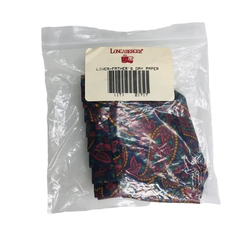 VTG Longaberger Basket Fabric Liner NIP Father's Day Paper Paisley Floral 21717 Cover