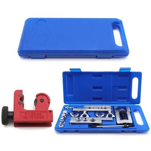 45º Double Flaring Swaging Tool Kit With 1/8"- 7/8" Mini Pipe Tubing Cutter - Picture 1 of 12