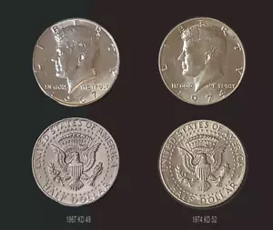 1974 & 1967 Kennedy Silbermünzen halber Dollar US-Dollar - Bild 1 von 1