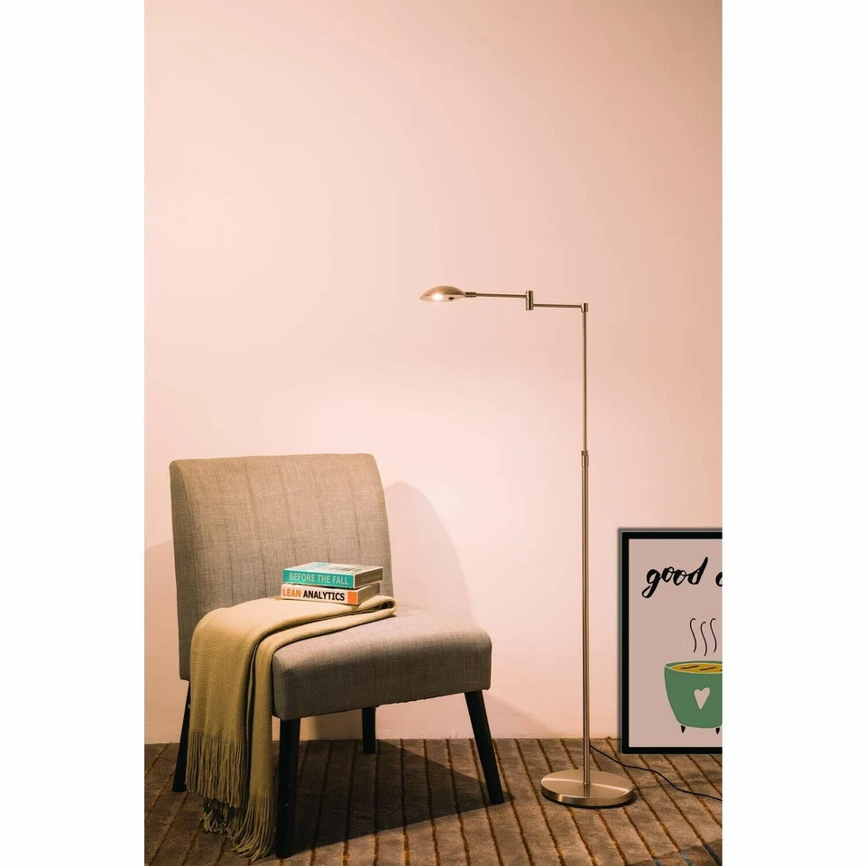 Lámpara de pie LED brazo oscilante ajustable en altura LUNA acero satinado ORE KTL-2057AST Foto 1 de 1