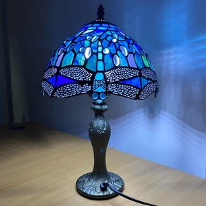Blue Dragonfly Tiffany style stained glass Table lamp for bed/Livingroom Lamp UK - Picture 1 of 22