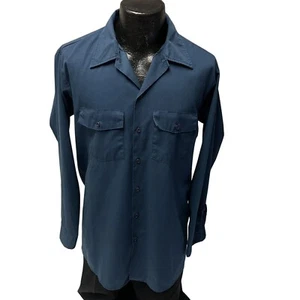 Vintage 80's Dickies Men's Blue MECHANIC Work Shop Utility Chore WORKERS Shirt L - Picture 1 of 7