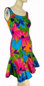 Vintage 60s Mod Go Go Tori Richard Honolulu Wiggle Ruffle Short Dress S/XS - Bild 1 von 7