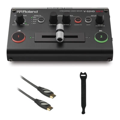 Roland V-02HD MK II Multi-Format Video Mixer w/ Streaming w/ HDMI Cable & Straps - Image 1 of 4