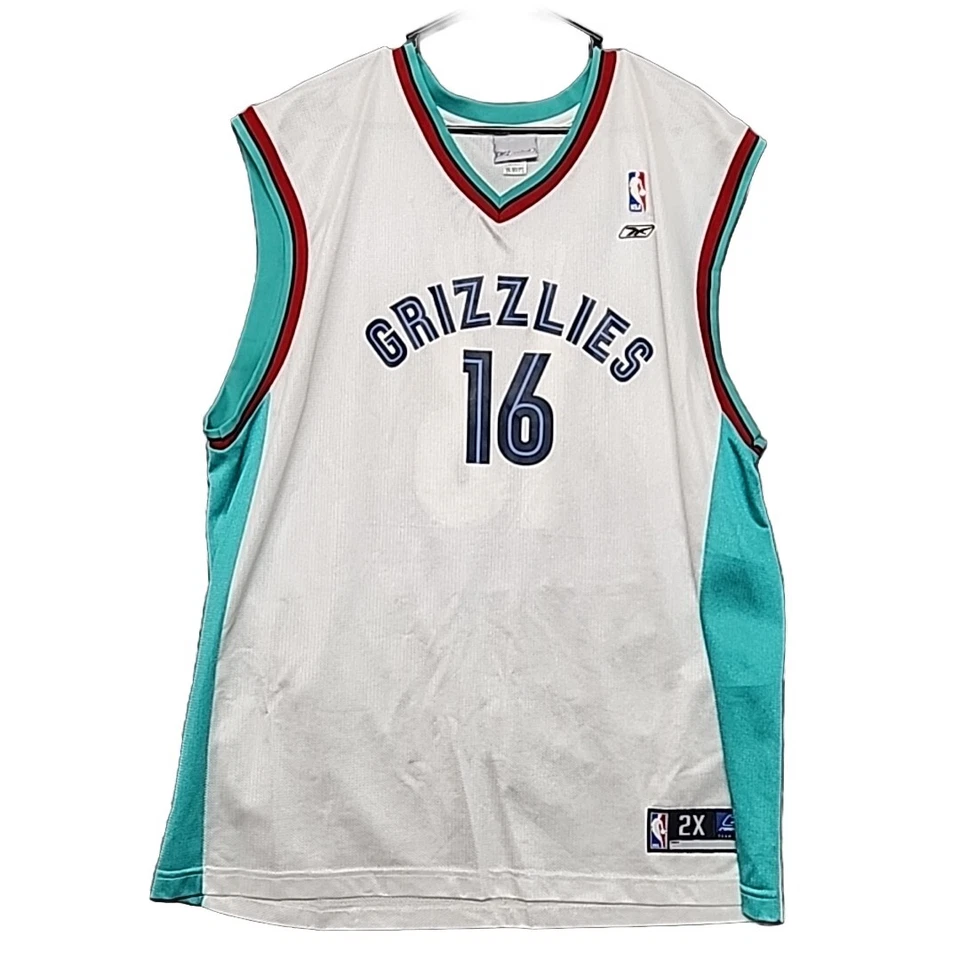 NBA Pau Gasol Memphis Grizzlies #16 Reebok Team Apparel Jersey 2XL White Teal  - Image 1 of 4