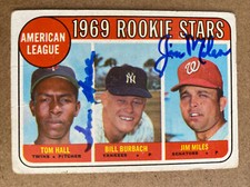 TOM HALL & JIM MILES 1969 TOPPS #658 AUTOGRAPHED Card Twins Senators