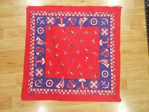 Vtg Antique SAILING LIGHTHOUSE SHIP Cotton Biker USA BANDANA Kerchief Hanky 21" - Picture 1 of 1