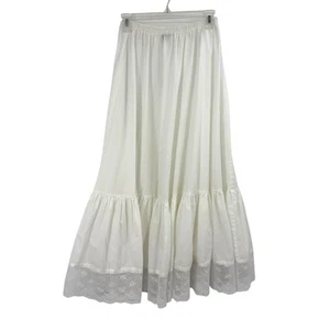 Vintage weiß Blumen Spitzenbesatz Petticoat Unterrock Landhaus Prärie Kokette Einheitsgröße - Bild 1 von 10