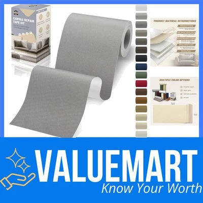 Selbstklebende Stoffflicken 10x200 cm Grau  Baumwolle Nähen Reparatur - Bild 1 von 4