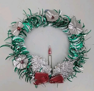 Vintage Christmas Xmas Tinsel Candle Wreath 1950s Glass Rare Collectible Retro - Picture 1 of 7