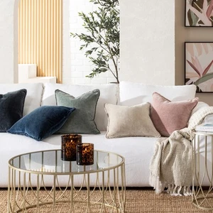 Valencia Velvet Feather Cushion - Picture 1 of 12