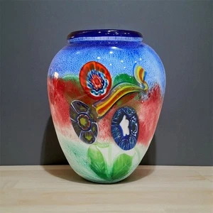Murano Vintage Kunst Glas Vase Multicolor Floral Design 8,25" Handarbeit - Bild 1 von 14