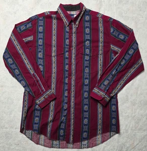 Wrangler Aztec X-Long Tails Western Shirt Maroon/Red Single Needle 16 1/2 x 35 - Picture 1 of 7