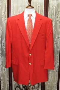 Bobby Jones 46 Solid Red Waterbury Gold Button Hopsack Golf Sport Mantel Y6J5 - Bild 1 von 9