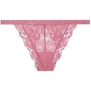 Victorias Secret Vintage Pink Floral Lace Peek-a-Boo Cheekini Panty MEDIUM - Picture 1 of 1