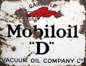 TIN SIGN "Mobiloil "D" Rust"   Gas-Oil   Signs  Rustic Wall Decor