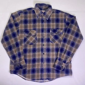 Vtg Anthonys Men Medium Button Up Cotton Plaid Lightweight Flannel Shirt 80s 90s - Picture 1 of 9