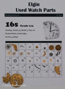Piezas de reloj usado Elgin 16/16s grado 114 modelo 3 clase 26 ser no 4216638 - Imagen 1 de 1