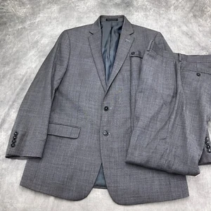 Calvin Klein Suit Men 40R/36W x 29.5L Gray Woven Wool Flat 2pc Classic Career - Imagen 1 de 23