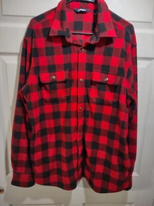 Chaps Ralph Lauren Mens Flannel Shirt XL Button Long Sleeve Plaid RED/BLACK H108 - Picture 1 of 6