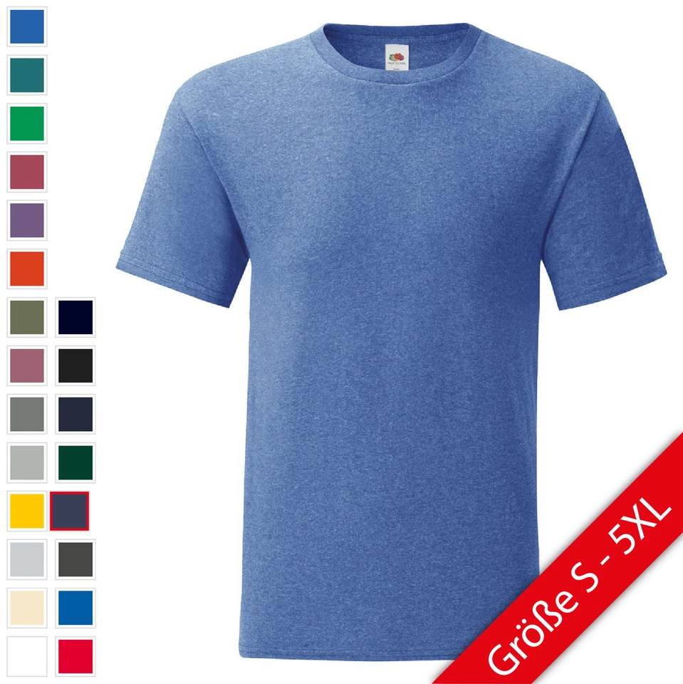 Fruit of the Loom Iconic T Herren T-Shirt tailiert weicher Griff NEU - Bild 1 von 1