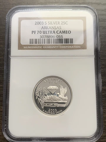 2003 S ARKANSAS Statehood Silver Quarter NGC PF70 Ultra Cameo Cover