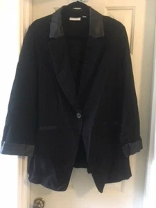 SUSAN GRAVER Ponte Jacket w/ Faux Leather Trim BLACK 22W - Picture 1 of 3