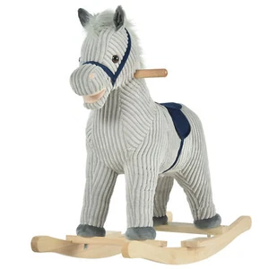 Kids Rocking Horse Plush Ride-On Toy Toddler Rocker for Ages 3-6 Year Gift Idea - Picture 1 of 11