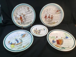 Antique French Faience Musical Plate Set of 5 by Creil & Montreaux c.Late 1800s - Picture 1 of 14