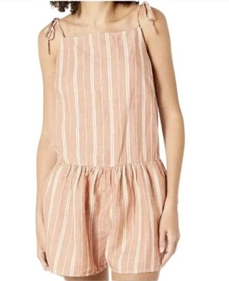 Levis Striped Linen Blend Romper Peach Sz M NWT  - Image 1 of 4