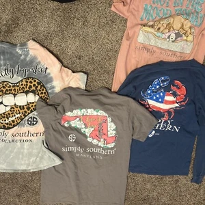 Lot Of 4 Simply Southern Long Sleeve Shirt, Youth Medium and small sizes. - Picture 1 of 13