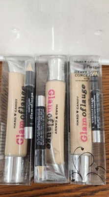 3 PC HARD CANDY GLAMOFLAUGE HEAVY DUTY CONCEALER W/ PENCIL LIGHT 0312 0.71z ea. - Image 1 of 4