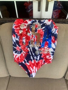 Really Cute~ Girls Justice USA Flip Sequins Swimsuit Size 14 - Picture 1 of 6
