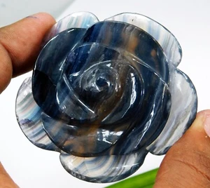 377 Ct Natural Fluorite Carved Rose Cut Shape Beautiful Multi-color Gemstone - Picture 1 of 7