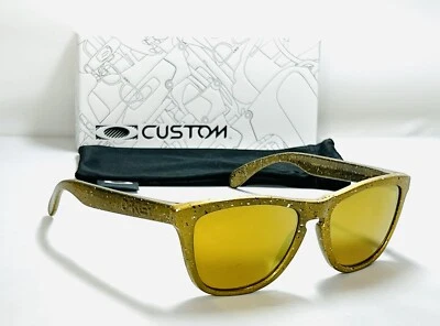 New Oakley Frogskins Custom Gold Splatter Sunglasses 24k Lens Bling Rare Shades - Image 1 of 4