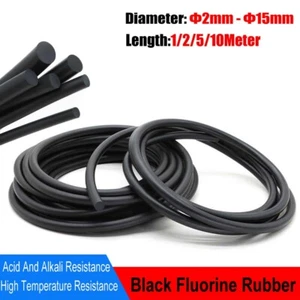 Black Fluorine Rubber solid Round Sealing Strip O-ring Seal Cord Dia 2mm-15mm - Picture 1 of 11