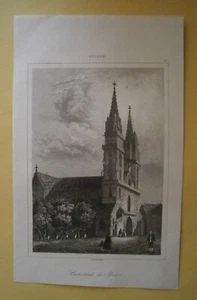 Impresión 1838 CATEDRAL DE BASILEA, SUIZA, #75 - Imagen 1 de 1